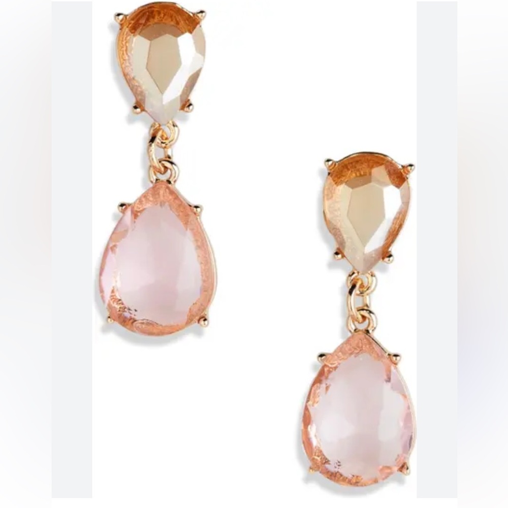 Nordstrom Nwot Double Drop Crystal Earrings